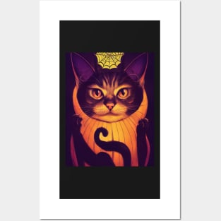 cat halloween darkness Posters and Art